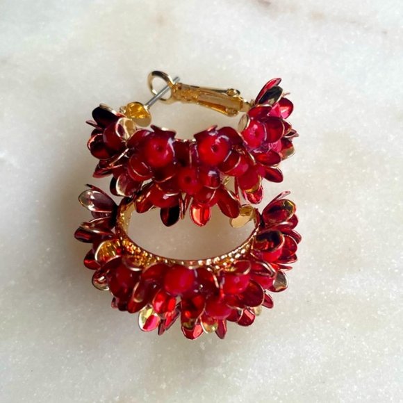 Lila Floral Hoops in Wine Red
